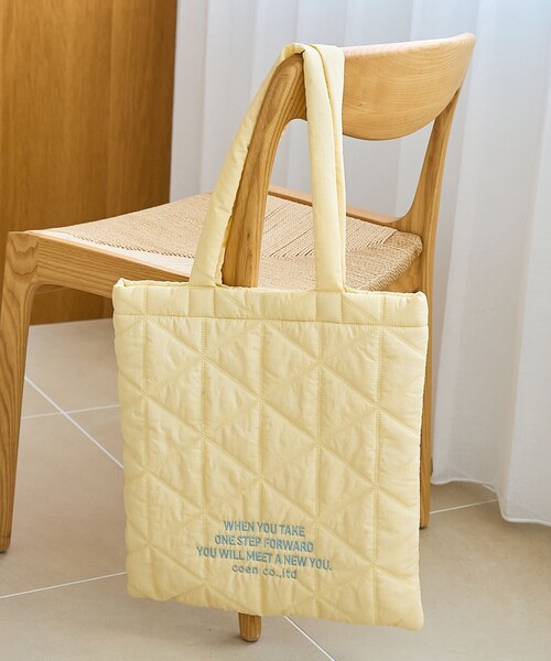 coen(コーエン)の「ロゴ刺繍 幾何柄 キルトトートバッグ【インフルエンサー紹介アイテム】(トートバッグ・レディース・シルバー/ブラック/ライトブルー/その他6/ホワイト/ピンク/ライム・FREE)」の7枚目の写真