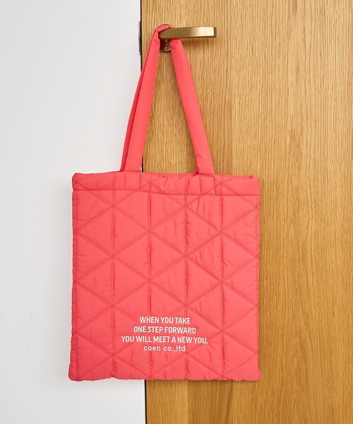 coen(コーエン)の「ロゴ刺繍 幾何柄 キルトトートバッグ【インフルエンサー紹介アイテム】(トートバッグ・レディース・シルバー/ブラック/ライトブルー/その他6/ホワイト/ピンク/ライム・FREE)」の5枚目の写真