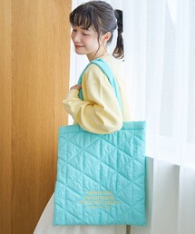 ロゴ刺繍 幾何柄 キルトトートバッグ【インフルエンサー紹介アイテム】