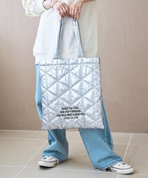 ロゴ刺繍 幾何柄 キルトトートバッグ【インフルエンサー紹介アイテム】
