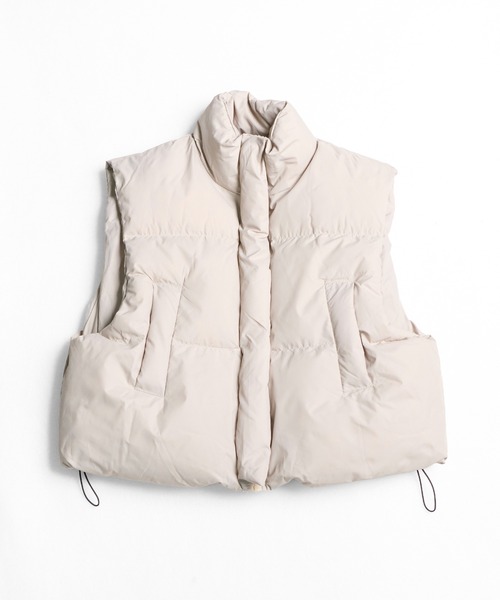 CALIFORNIA OUTFITTERS（カリフォルニア アウトフィッターズ）の「12D65 ワイドショートレングス　スタンドカラー中綿ベスト（ダウンベスト・メンズ・アイボリー/ブラック・FREE）」の2枚目の写真