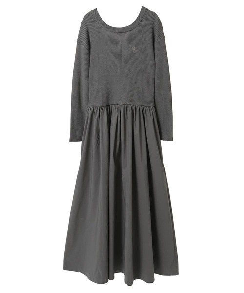 CONVERSE TOKYO(コンバーストウキョウ)の「RIB KNIT DOCKING DRESS(ワンピース・レディース・ブラック/グレー・FREE)」の5枚目の写真