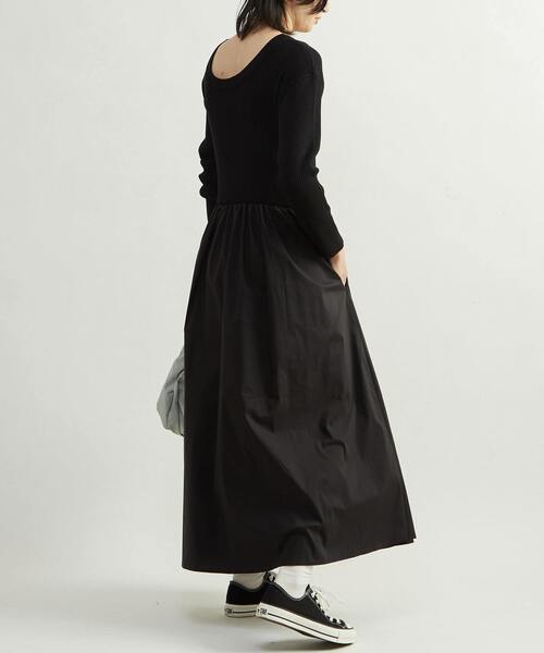 CONVERSE TOKYO(コンバーストウキョウ)の「RIB KNIT DOCKING DRESS(ワンピース・レディース・ブラック/グレー・FREE)」の9枚目の写真