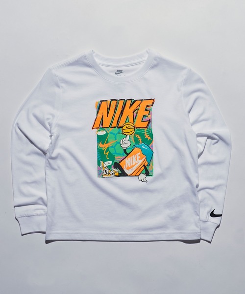NIKE(ナイキ)の「NIKE/ナイキ バスケットボール クルーネック長袖Tシャツ 2026年春夏(Tシャツ/カットソー・キッズ・ホワイト/ブラック・5/7)」の1枚目の写真