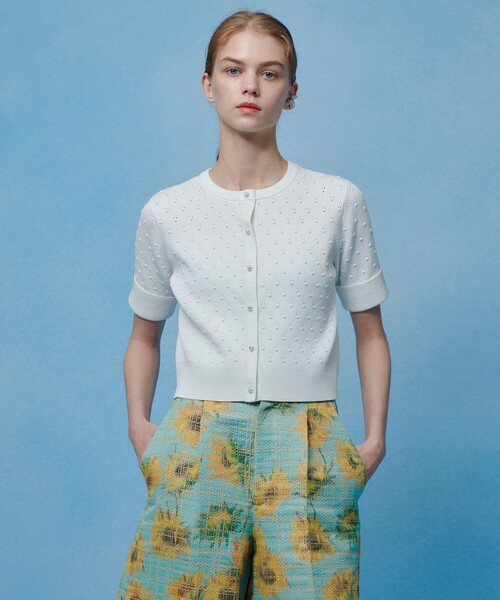 LOULOU WILLOUGHBY(ルルウィルビー)の「【LOULOU WILLOUGHBY】アイレット半袖カーディガン(カーディガン/ボレロ・レディース・オフホワイト/ブラック/イエロー・2)」の10枚目の写真