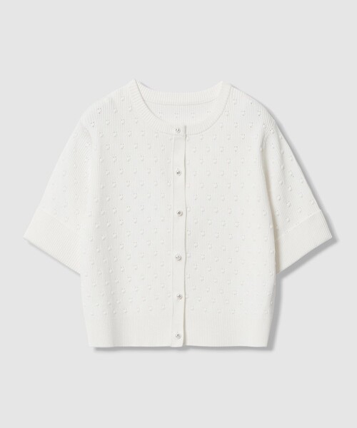 LOULOU WILLOUGHBY(ルルウィルビー)の「【LOULOU WILLOUGHBY】アイレット半袖カーディガン(カーディガン/ボレロ・レディース・オフホワイト/ブラック/イエロー・2)」の14枚目の写真