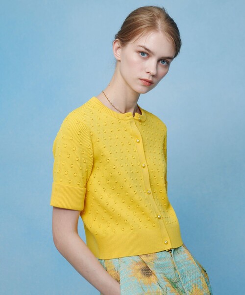 LOULOU WILLOUGHBY(ルルウィルビー)の「【LOULOU WILLOUGHBY】アイレット半袖カーディガン(カーディガン/ボレロ・レディース・オフホワイト/ブラック/イエロー・2)」の18枚目の写真