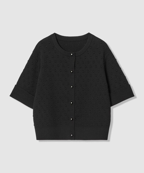 LOULOU WILLOUGHBY(ルルウィルビー)の「【LOULOU WILLOUGHBY】アイレット半袖カーディガン(カーディガン/ボレロ・レディース・オフホワイト/ブラック/イエロー・2)」の9枚目の写真