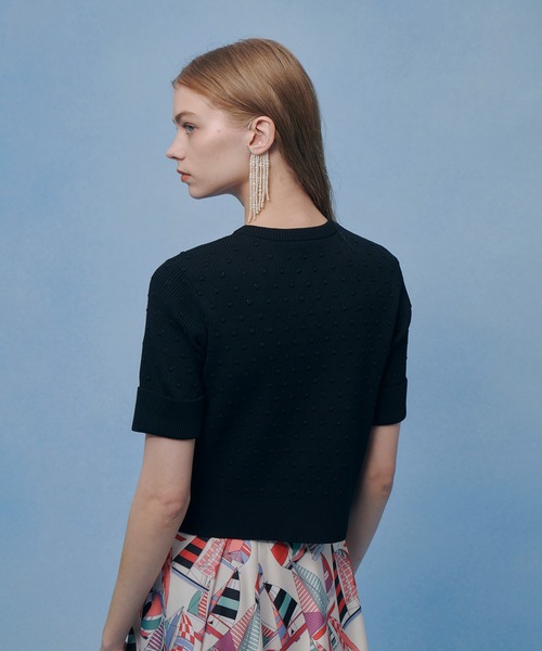 LOULOU WILLOUGHBY(ルルウィルビー)の「【LOULOU WILLOUGHBY】アイレット半袖カーディガン(カーディガン/ボレロ・レディース・オフホワイト/ブラック/イエロー・2)」の6枚目の写真