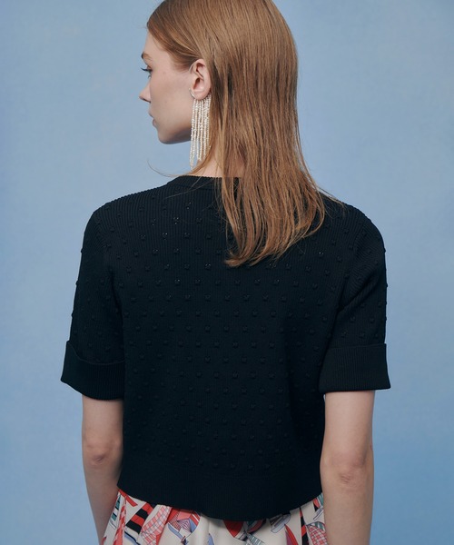 LOULOU WILLOUGHBY(ルルウィルビー)の「【LOULOU WILLOUGHBY】アイレット半袖カーディガン(カーディガン/ボレロ・レディース・オフホワイト/ブラック/イエロー・2)」の7枚目の写真