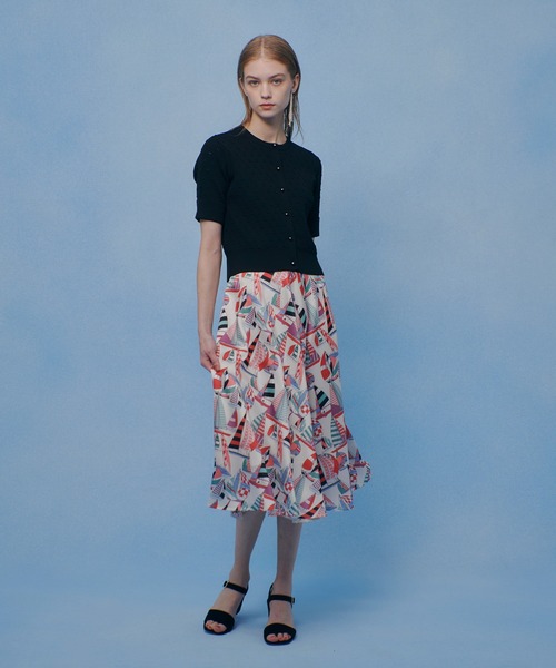 LOULOU WILLOUGHBY(ルルウィルビー)の「【LOULOU WILLOUGHBY】アイレット半袖カーディガン(カーディガン/ボレロ・レディース・オフホワイト/ブラック/イエロー・2)」の8枚目の写真