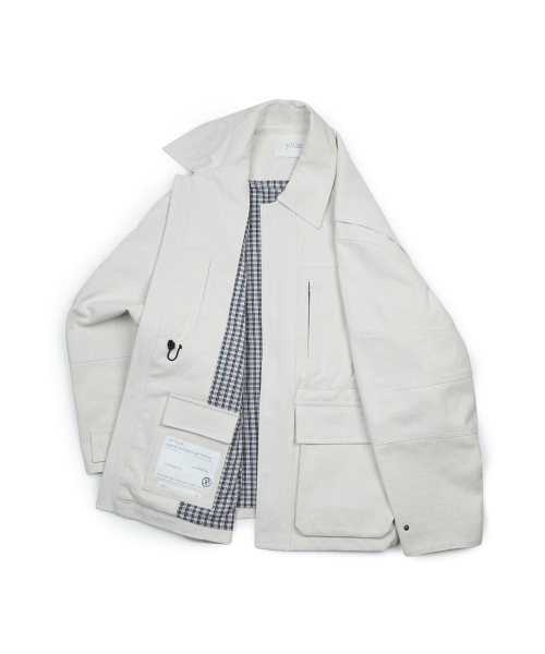 Checked Work Jacket _ White