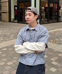 ADAMASTE | Fake Layered Check Shirt - フェイクレイヤードチェックシャツ(シャツ/ブラウス)