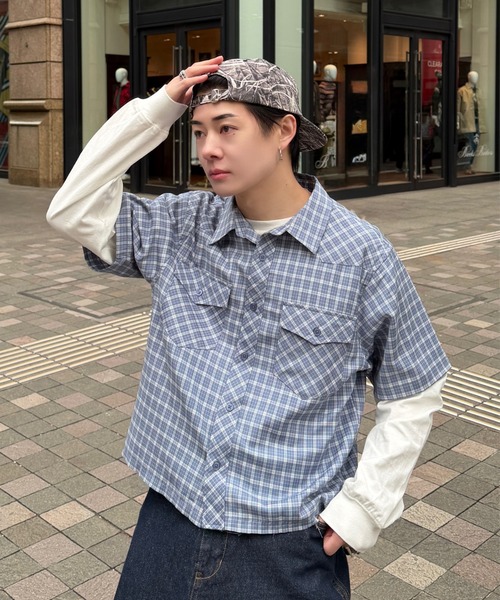 Fake Layered Check Shirt - フェイクレイヤードチェックシャツ
