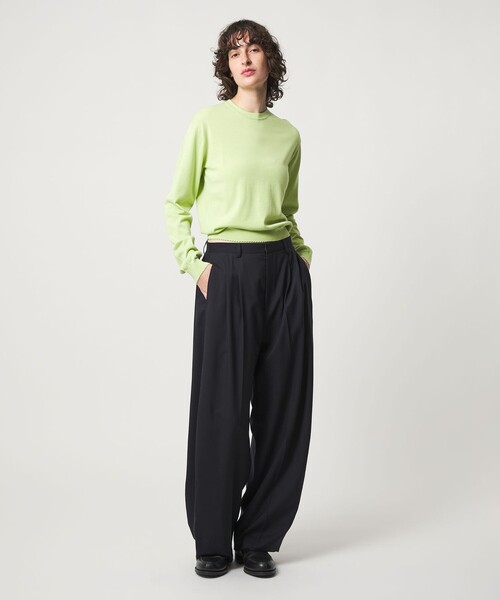 6（ロク）の「＜6(ROKU)＞ コットン ピコット クルーネック ニット（ニット/セーター・レディース・ライム/グレー系・FREE）」の3枚目の写真