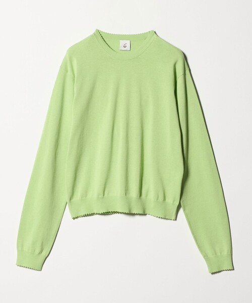 6（ロク）の「＜6(ROKU)＞ コットン ピコット クルーネック ニット（ニット/セーター・レディース・ライム/グレー系・FREE）」の4枚目の写真