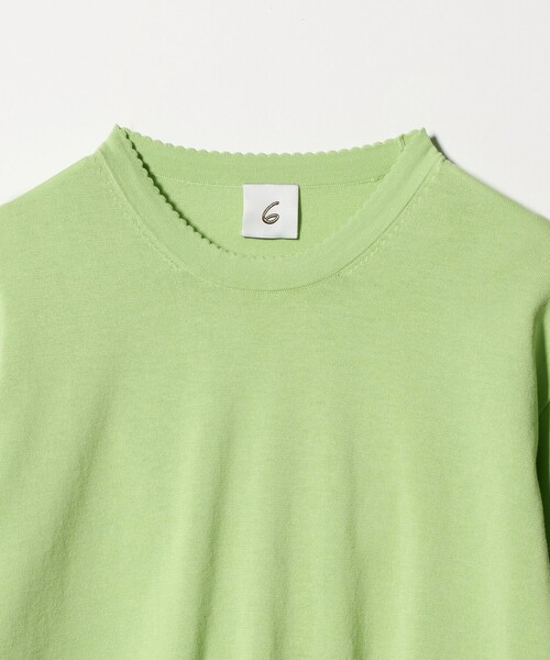 6（ロク）の「＜6(ROKU)＞ コットン ピコット クルーネック ニット（ニット/セーター・レディース・ライム/グレー系・FREE）」の6枚目の写真