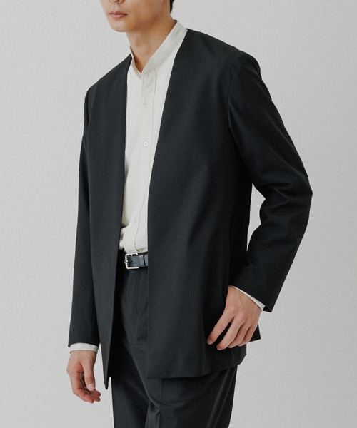 ADAM ET ROPE'(アダムエロペ)の「【DELEGANT】 ルームジャケット / セットアップ対応(ノーカラージャケット・メンズ・チャコールグレー/ブラウン系その他2/ブラック・L/M/S)」の15枚目の写真