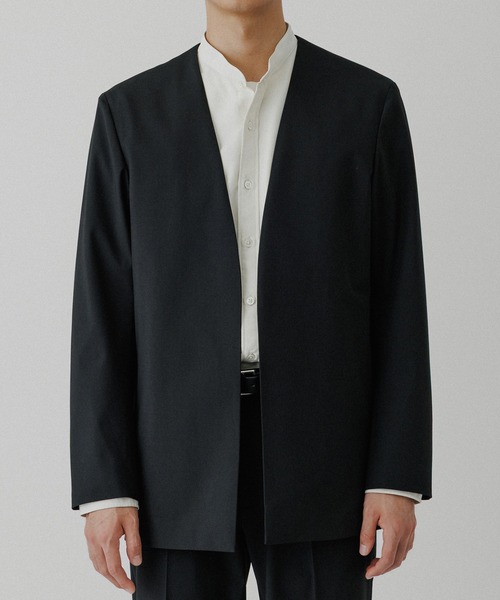 ADAM ET ROPE'(アダムエロペ)の「【DELEGANT】 ルームジャケット / セットアップ対応(ノーカラージャケット・メンズ・チャコールグレー/ブラウン系その他2/ブラック・L/M/S)」の17枚目の写真