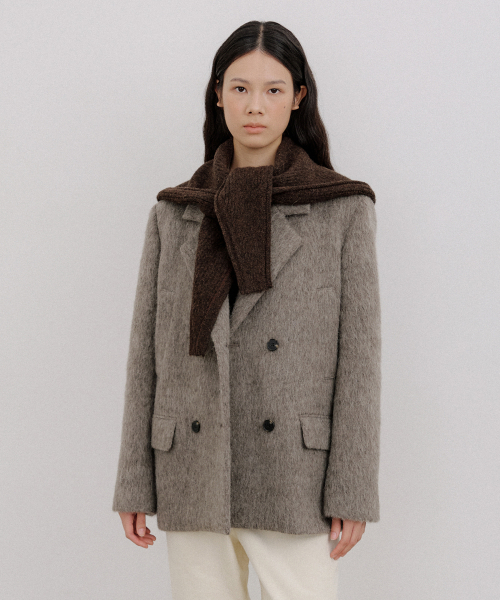 OCTETTE(オテット)の「HAIRY ALPACA DOUBLE HALF COAT_BROWN(チェスターコート・レディース・ブラウン・FREE)」の2枚目の写真