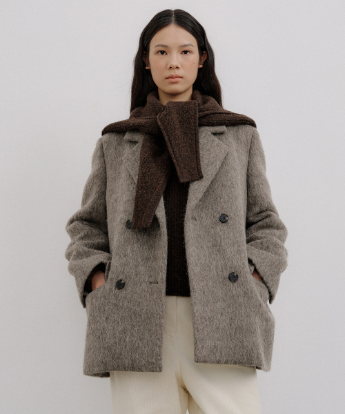 OCTETTE(オテット)の「HAIRY ALPACA DOUBLE HALF COAT_BROWN(チェスターコート・レディース・ブラウン・FREE)」の3枚目の写真