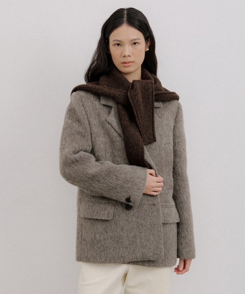 OCTETTE(オテット)の「HAIRY ALPACA DOUBLE HALF COAT_BROWN(チェスターコート・レディース・ブラウン・FREE)」の4枚目の写真