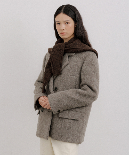 OCTETTE(オテット)の「HAIRY ALPACA DOUBLE HALF COAT_BROWN(チェスターコート・レディース・ブラウン・FREE)」の5枚目の写真