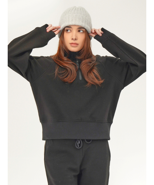 ACUD（アクド）の「(起毛) ハイネックハーフジップスウェットシャツ _ブラック（スウェット・レディース・ブラック・FREE）」の2枚目の写真