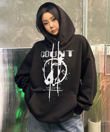 キャットスタカウントスウェットフード BLACK