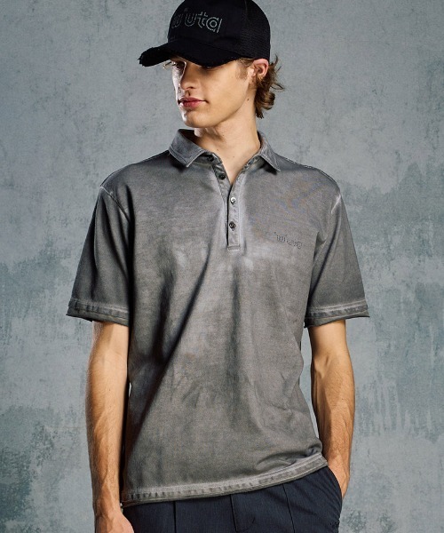 wjk(ダヴルジェイケイ)の「mhs2511- cut-off polo S-S(printed) ポロシャツ(705 mw04i)(ポロシャツ・メンズ・ブラック系その他/ダークグレー/ホワイト・XL/L/M/S)」の6枚目の写真