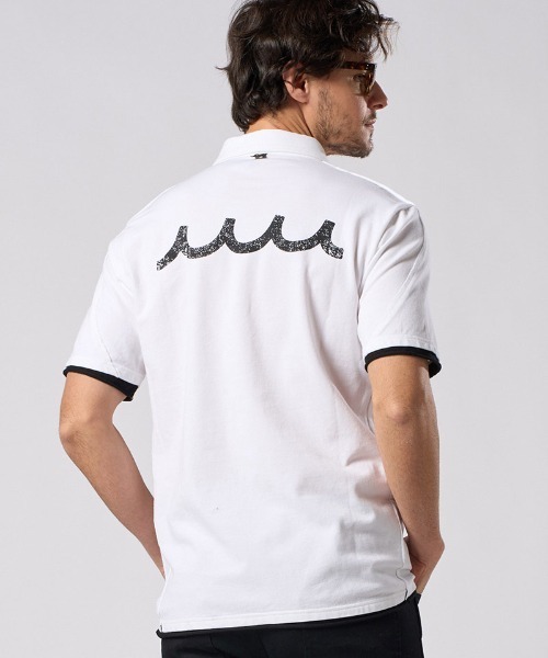 wjk(ダヴルジェイケイ)の「mhs2511- cut-off polo S-S(printed) ポロシャツ(705 mw04i)(ポロシャツ・メンズ・ブラック系その他/ダークグレー/ホワイト・XL/L/M/S)」の15枚目の写真