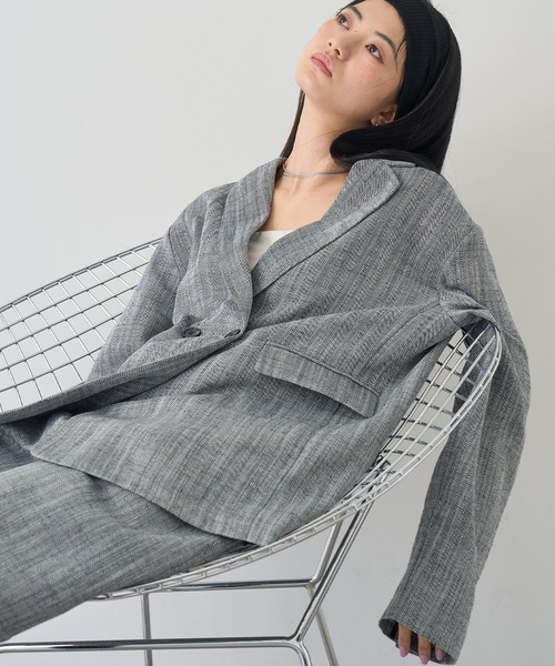 NOGLE(ノグル)の「【NOGLE/ノグル】リネンヘリンボーンジャケット(テーラードジャケット・レディース・ベージュ/ブラック・FREE)」の5枚目の写真