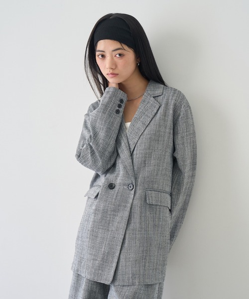 NOGLE(ノグル)の「【NOGLE/ノグル】リネンヘリンボーンジャケット(テーラードジャケット・レディース・ベージュ/ブラック・FREE)」の8枚目の写真