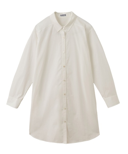 LA MARINE FRANCAISE(マリン フランセーズ)の「ロングシャツ(ワンピース・レディース・ホワイト/サックスブルー/ブルー・FREE)」の2枚目の写真