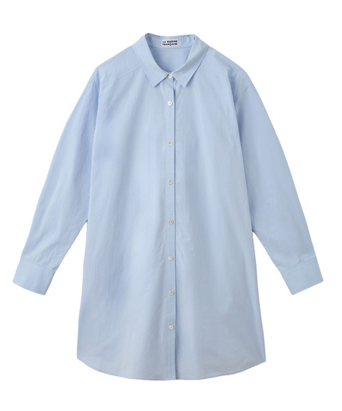 LA MARINE FRANCAISE(マリン フランセーズ)の「ロングシャツ(ワンピース・レディース・ホワイト/サックスブルー/ブルー・FREE)」の3枚目の写真