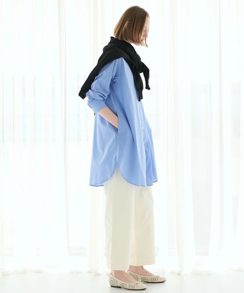 LA MARINE FRANCAISE(マリン フランセーズ)の「ロングシャツ(ワンピース・レディース・ホワイト/サックスブルー/ブルー・FREE)」の14枚目の写真