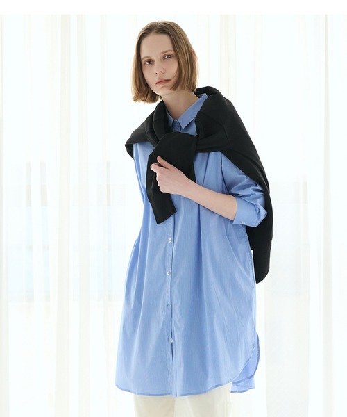 LA MARINE FRANCAISE(マリン フランセーズ)の「ロングシャツ(ワンピース・レディース・ホワイト/サックスブルー/ブルー・FREE)」の16枚目の写真