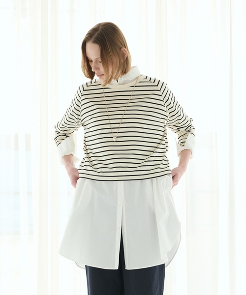 LA MARINE FRANCAISE(マリン フランセーズ)の「ロングシャツ(ワンピース・レディース・ホワイト/サックスブルー/ブルー・FREE)」の19枚目の写真