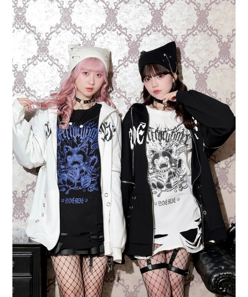 NOEMIE(ノエミー)の「2WAYクロスチェーンユニセックスZIP裏毛パーカー(パーカー・レディース・オフホワイト/サックスブルー/ブラック・M)」の7枚目の写真