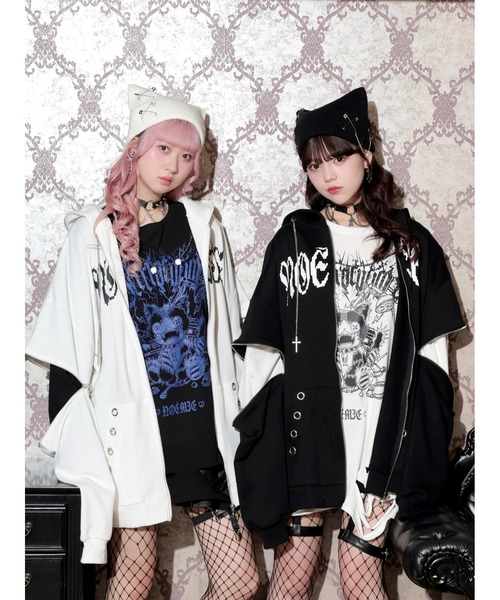 NOEMIE(ノエミー)の「2WAYクロスチェーンユニセックスZIP裏毛パーカー(パーカー・レディース・オフホワイト/サックスブルー/ブラック・M)」の8枚目の写真