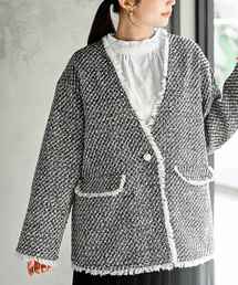 rps | ツイードノーカラージャケット(ノーカラージャケット)