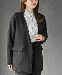 rps（アールピーエス）の「ツイードノーカラージャケット（ノーカラージャケット）」