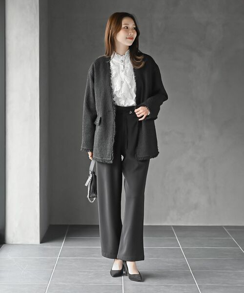 rps(アールピーエス)の「ツイードノーカラージャケット(ノーカラージャケット・レディース・ブラック系その他2/ブラック/オフホワイト・フリー)」の4枚目の写真