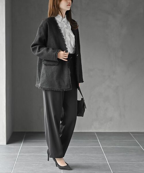 rps(アールピーエス)の「ツイードノーカラージャケット(ノーカラージャケット・レディース・ブラック系その他2/ブラック/オフホワイト・フリー)」の7枚目の写真