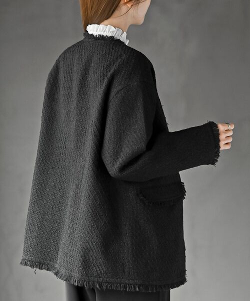 rps(アールピーエス)の「ツイードノーカラージャケット(ノーカラージャケット・レディース・ブラック系その他2/ブラック/オフホワイト・フリー)」の11枚目の写真