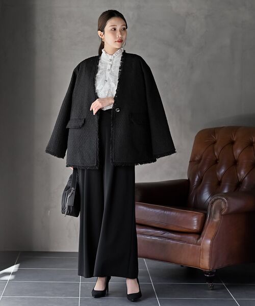 rps(アールピーエス)の「ツイードノーカラージャケット(ノーカラージャケット・レディース・ブラック系その他2/ブラック/オフホワイト・フリー)」の12枚目の写真