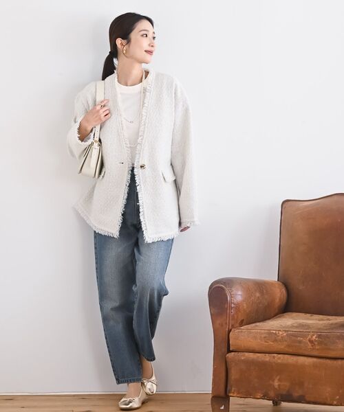 rps(アールピーエス)の「ツイードノーカラージャケット(ノーカラージャケット・レディース・ブラック系その他2/ブラック/オフホワイト・フリー)」の14枚目の写真