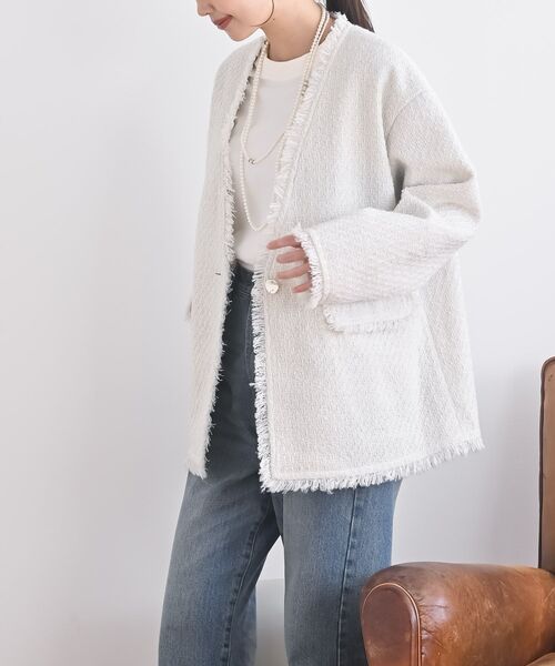 rps(アールピーエス)の「ツイードノーカラージャケット(ノーカラージャケット・レディース・ブラック系その他2/ブラック/オフホワイト・フリー)」の15枚目の写真