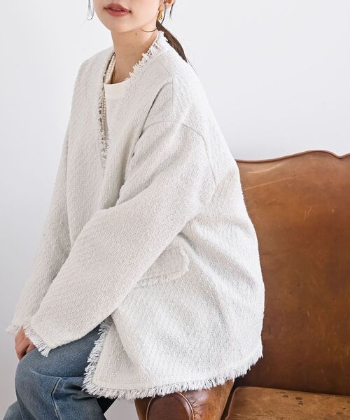 rps(アールピーエス)の「ツイードノーカラージャケット(ノーカラージャケット・レディース・ブラック系その他2/ブラック/オフホワイト・フリー)」の19枚目の写真