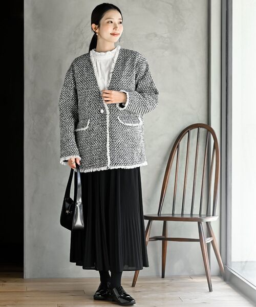 rps(アールピーエス)の「ツイードノーカラージャケット(ノーカラージャケット・レディース・ブラック系その他2/ブラック/オフホワイト・フリー)」の21枚目の写真